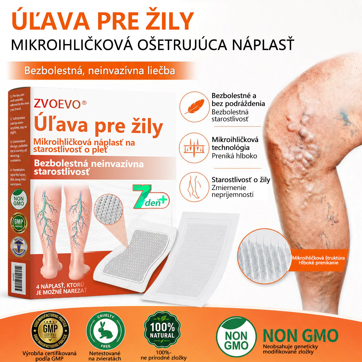 ☘️ Zvoevo® Vein Ease mikroihličková terapia (na metličkové žilky, kŕčové žily, opuchy nôh a únavu nôh)
